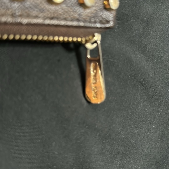 MICHAEL KORS JET SET TRAVEL BROWN MK PVC+GOLD STUD ZIP-AROUND CONTINENTAL WALLET - Picture 9 of 11